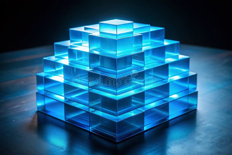 Intricate Blue Square Double Exposure A Stunning Abstract Design Element for Modern Art and Graphic Projects stock illustration