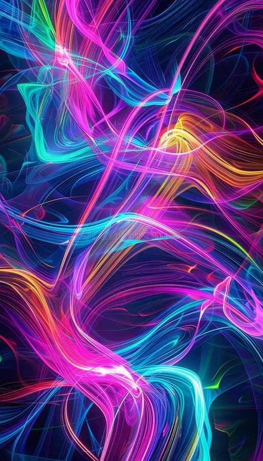 A captivating dynamic abstract artwork embodying the vibrant essence of neon data streams royalty free illustration