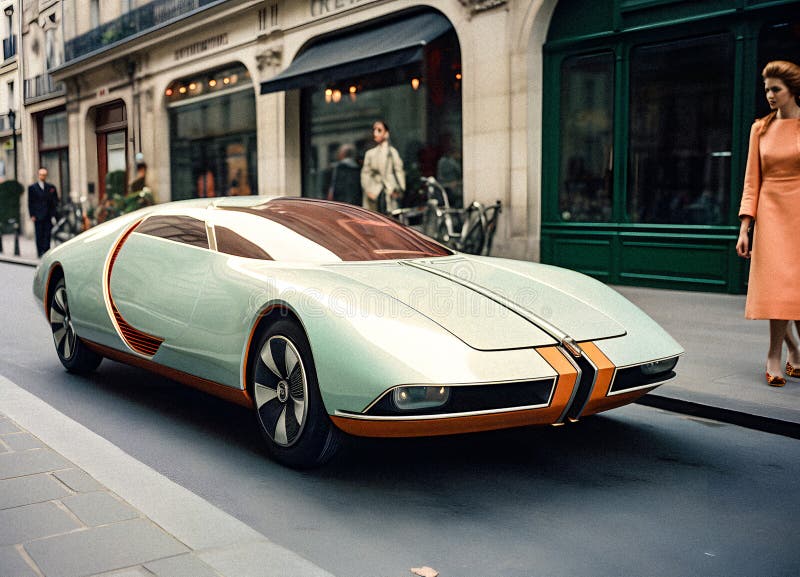 Elegance in Motion - Retro Car - generative ai royalty free illustration