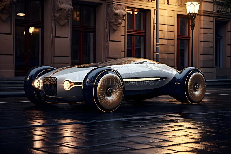 Elegance in Motion - Retro Car - generative ai royalty free illustration