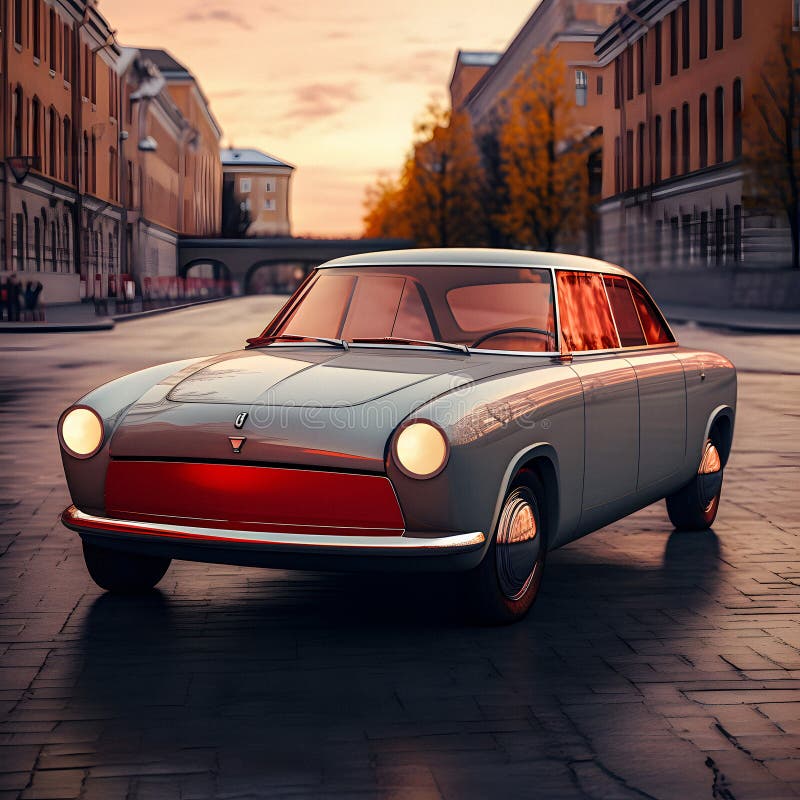 Elegance in Motion - Retro Car - generative ai vector illustration