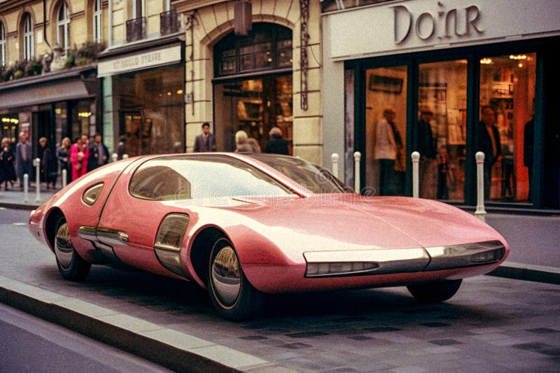 Elegance in Motion - Retro Car - generative ai stock illustration