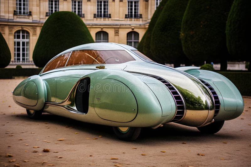 Elegance in Motion - Retro Car - generative ai stock illustration