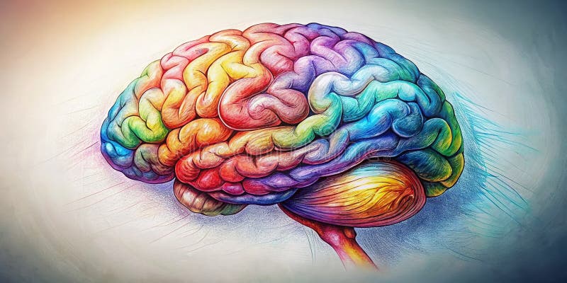 Intricate HandDrawn Digital Brain Design A Creative Concept Illustration Perfect for Branding Web Design or Print stock illustration