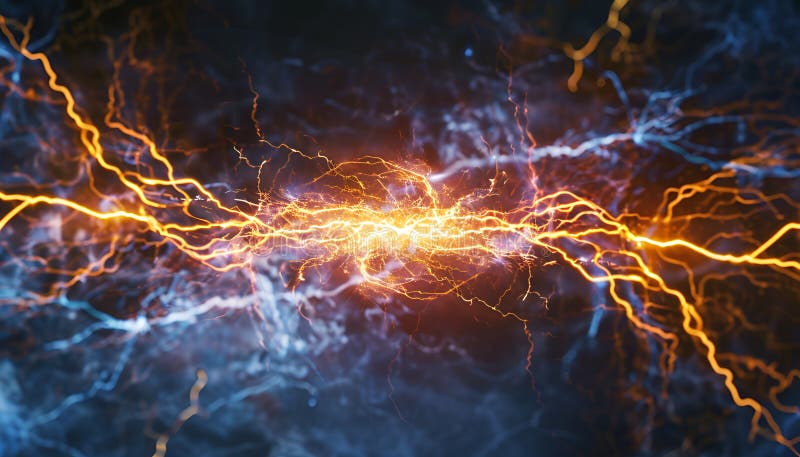 Captivating high voltage electrical discharges in luminescent gas and plasma royalty free stock photography