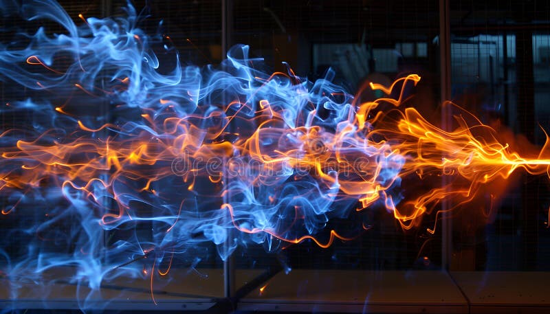 Captivating high voltage electrical discharges in luminescent gas and plasma royalty free stock images