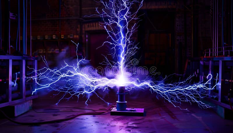 Captivating high voltage electrical discharges in luminescent gas and plasma, ai generated