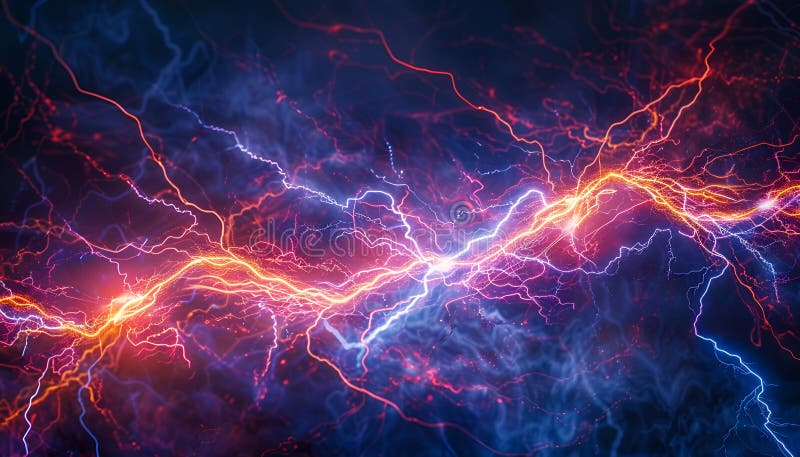 Captivating high voltage electrical discharges in luminescent gas and plasma royalty free stock photos