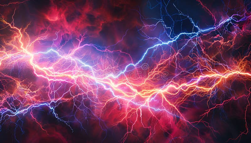 Captivating high voltage electrical discharges in luminescent gas and plasma royalty free stock images