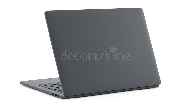 Sleek Laptop Open Rear View: Modern Design stock illustration