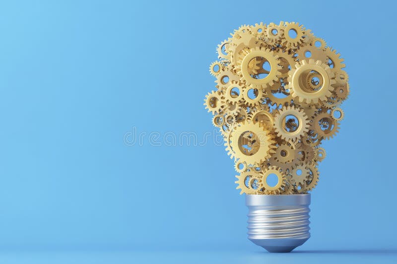 Explore the intricate beauty of innovation and creativity with this captivating image showcasing a lightbulb composed of stock illustration
