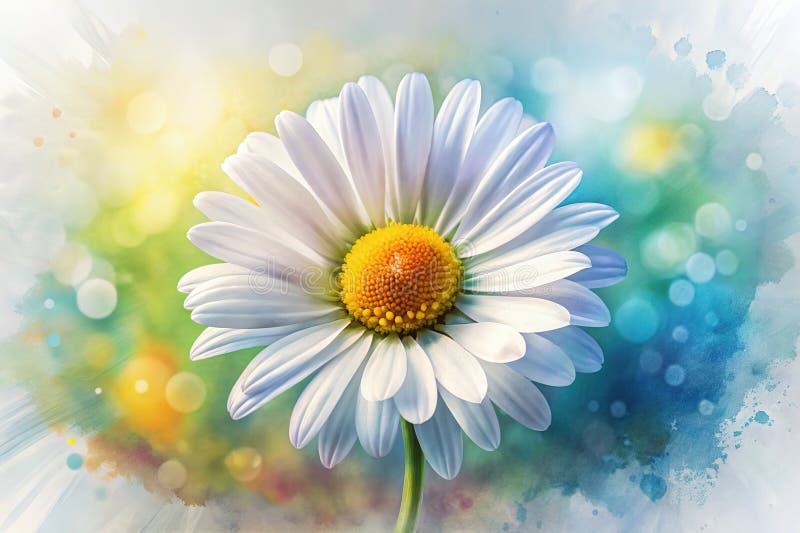 Delicate Daisy Long Exposure Illustration A Soft Whimsical Watercolor Cartoon Flower for Spring Decor vector illustration