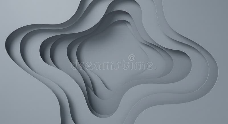 Abstract Gray Papercut Waves Background: A 3D Rendered Design vector illustration