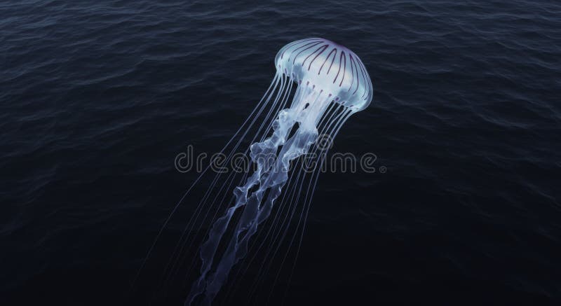 Majestic Moon Jellyfish Underwater, Ocean Depth Photography royalty free stock photos
