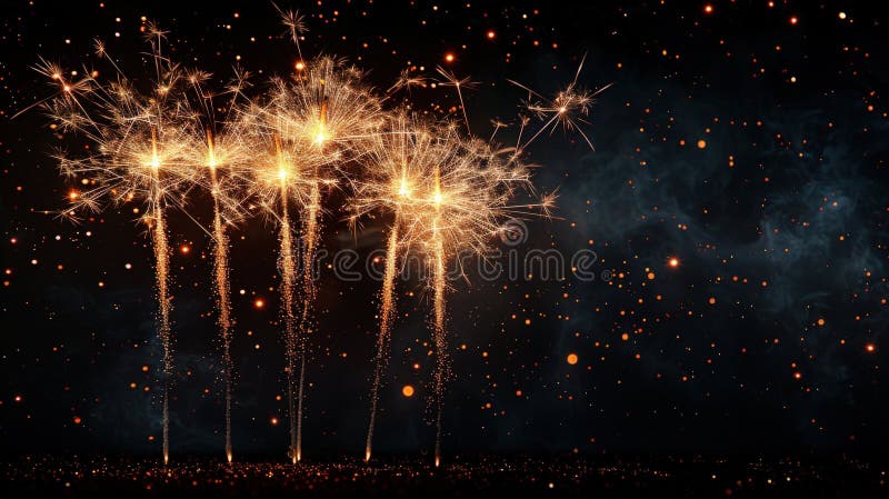 A captivating image of sparkling fireworks against a starry night sky, radiating warmth and joy stock illustration