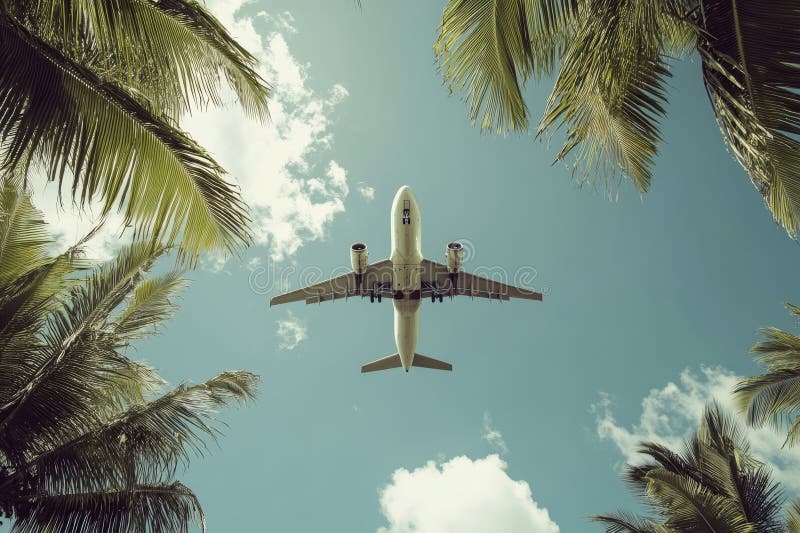 Captivating imagery of airplane journey to a dreamy exotic destination awaits exploration vector illustration