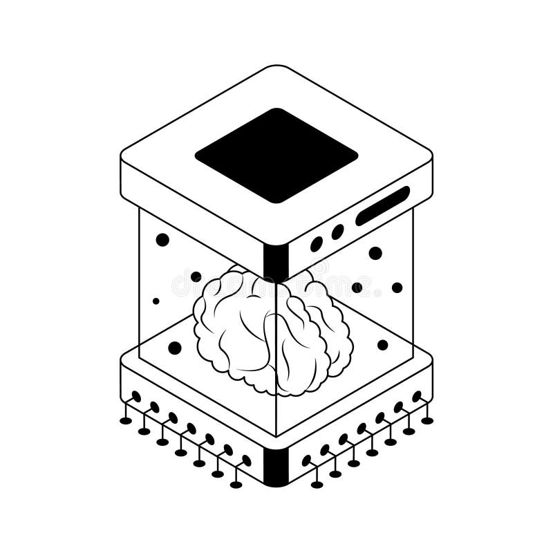 A captivating isometric icon illustrating advanced ai brain vector illustration
