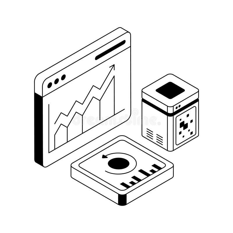 A captivating isometric icon illustrating web analytics clearly royalty free illustration