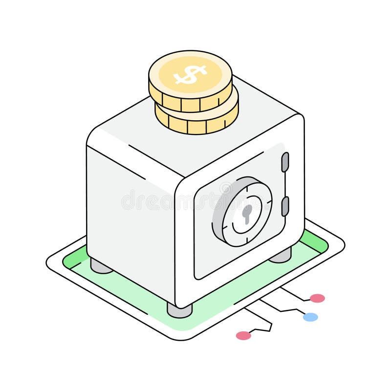 A captivating isometric icon showing secure digital vault vector illustration