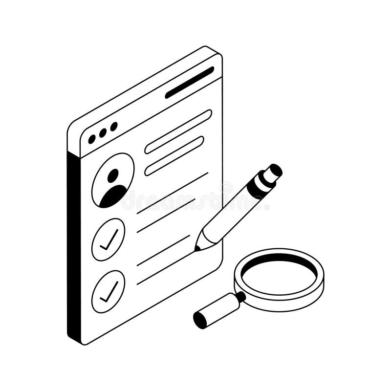 A captivating isometric icon of structured biodata display vector illustration