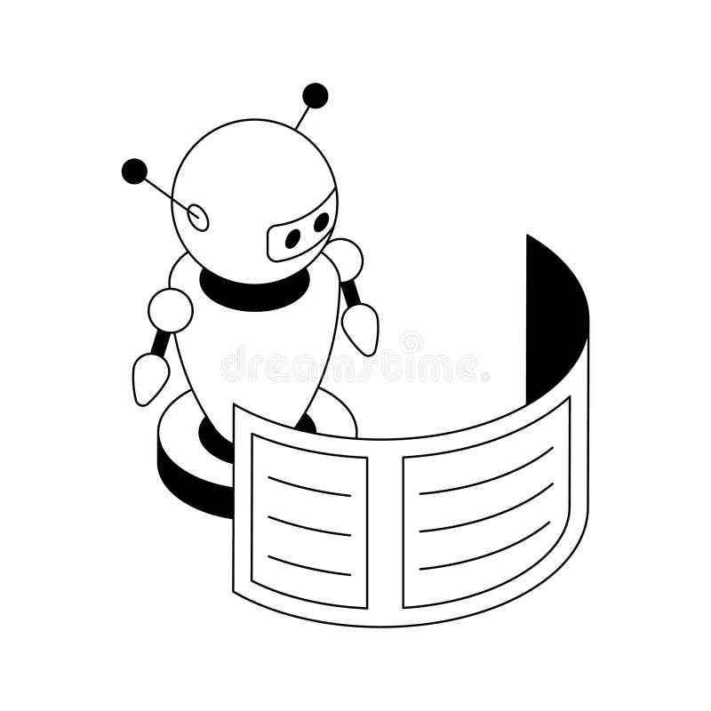 A captivating isometric outline icon of robot technology core vector illustration
