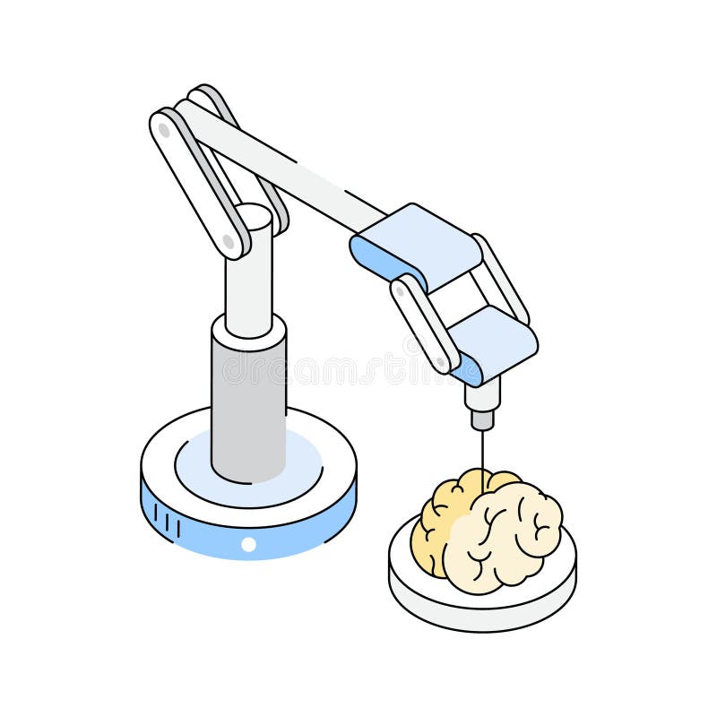 A captivating isometric style icon showing organ printing machine royalty free illustration