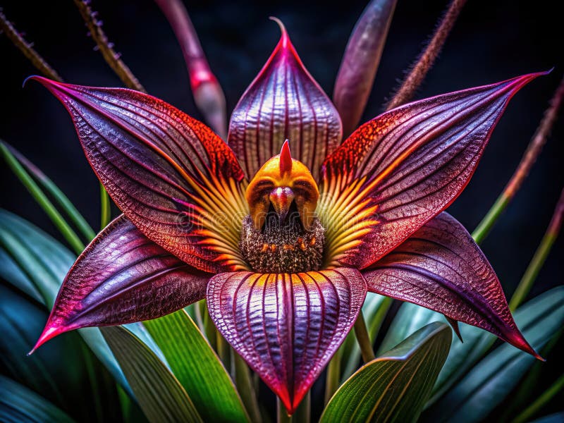 A Stunning CloseUp of a Bat Flower An Exotic Botanical Beauty in Detailed Macro Photography royalty free illustration