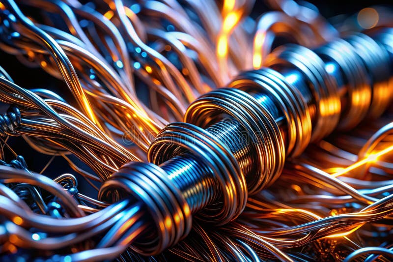 Stunning Macro Visualization of Electric Metal Streaming A Looping Offline Effect Explored in a Dynamic Black vector illustration