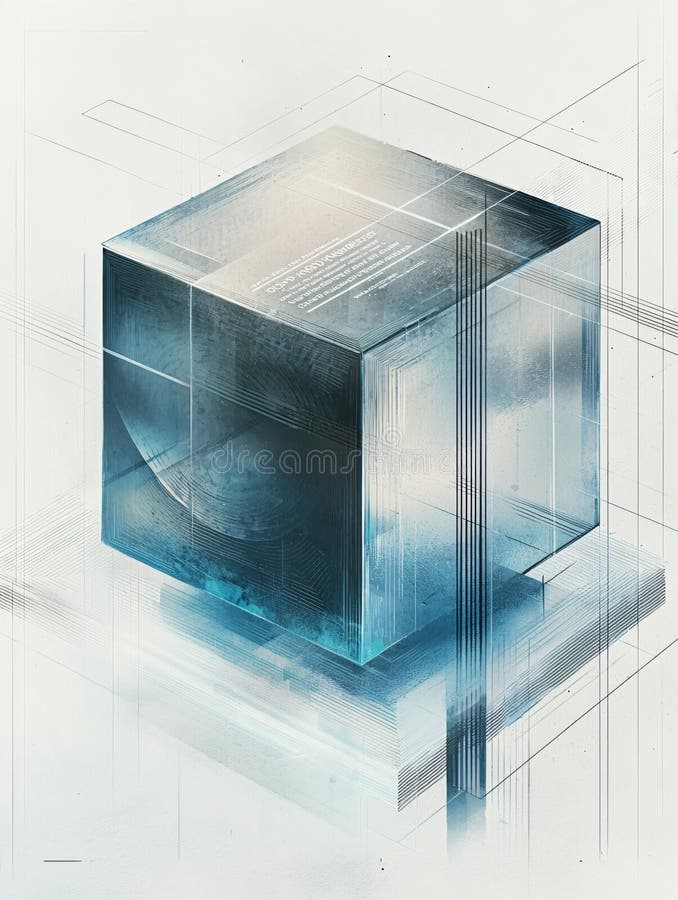 Abstract Cube Digital Art Design stock illustration