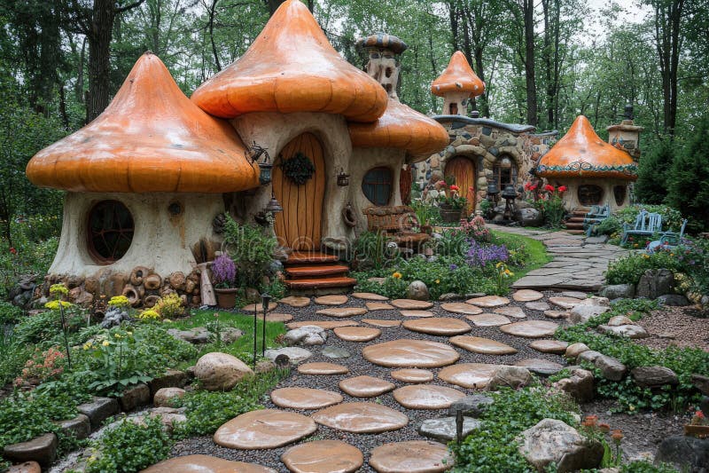 A captivating representation of a magical garden, filled with fantastical elements and colors stock photography
