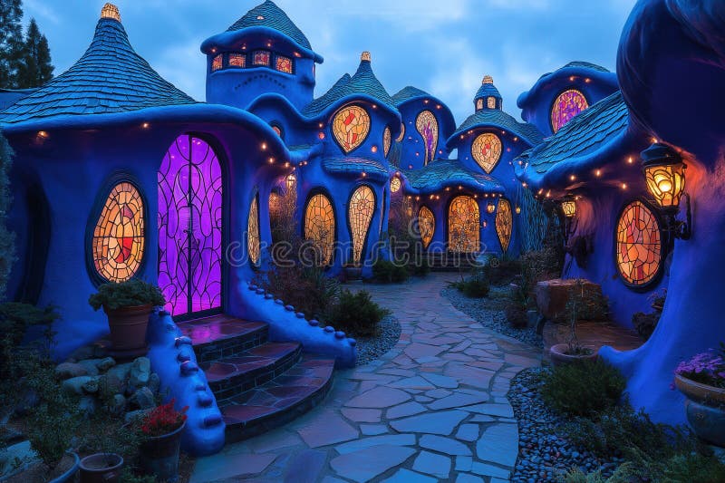 A captivating representation of a magical garden, filled with fantastical elements and colors stock image
