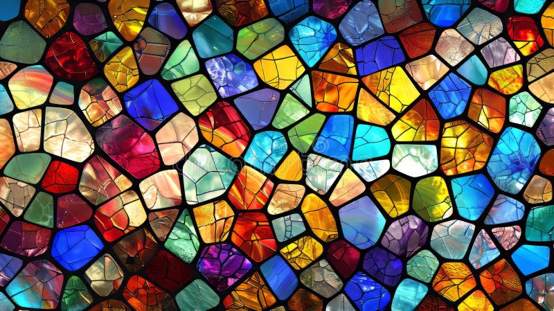 Captivating seamless background with abstract stained glass mosaic pattern in vivid colors royalty free illustration