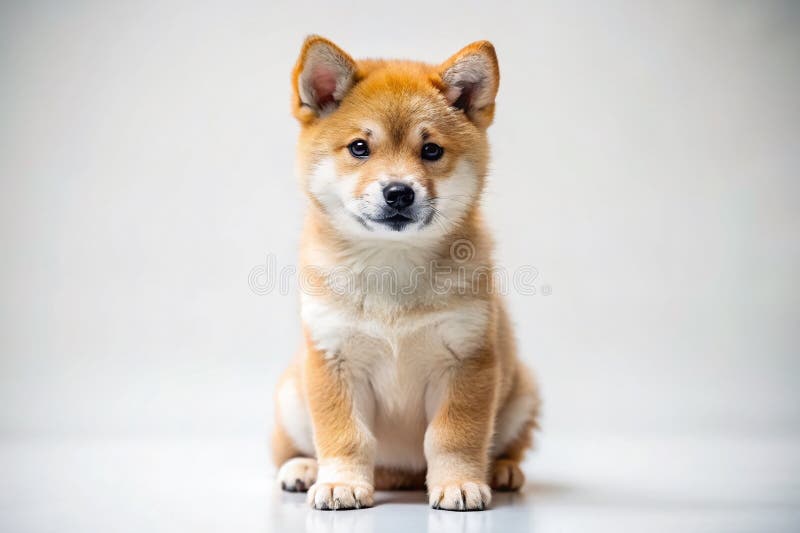 Captivating Studio Portrait of a Shiba Husky Mix Puppy A Sweet and Playful Expression stock illustration
