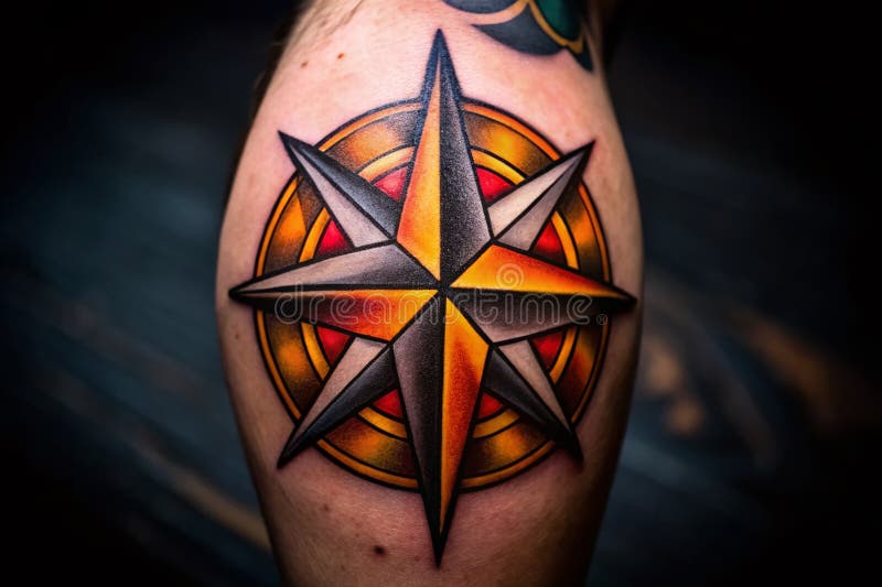 Mastering the Rule of Thirds A Stunning Traditional Star Tattoo Design for a Bold Statement stock illustration