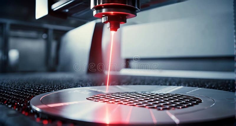 Futuristic Laser Precision: High-Tech Engraving in Action stock illustration