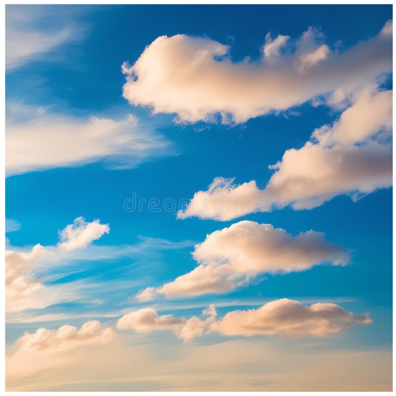 A captivating view of a blue sky filled with fluffy, white clouds stock illustration