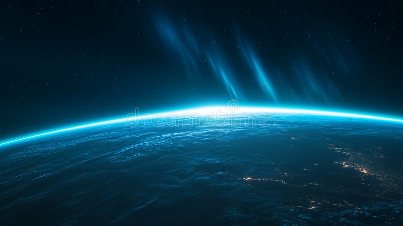 A captivating view of Earth from space, showcasing the planet\'s curvature against a starry backdrop vector illustration