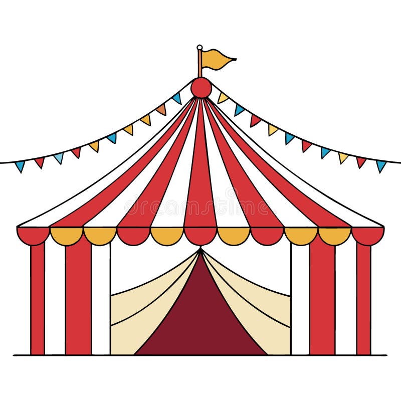 Captivating view inside a classic circus tent adorned with lit garlands. creating a magical atmosphere vector illustration