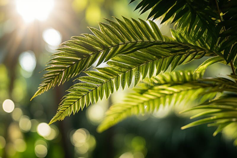 Captivating view of lush green tropical forest leaves in a mesmerizing low light background royalty free illustration