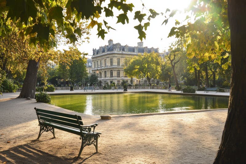 Captivating view of the luxurious luxembourg gardens and palace in the heart of paris vector illustration