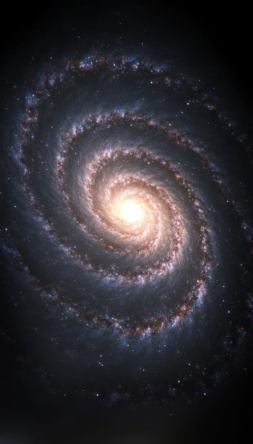 Captivating view of the milky way galaxy with vibrant spiral arms and shimmering stars in night sky royalty free illustration