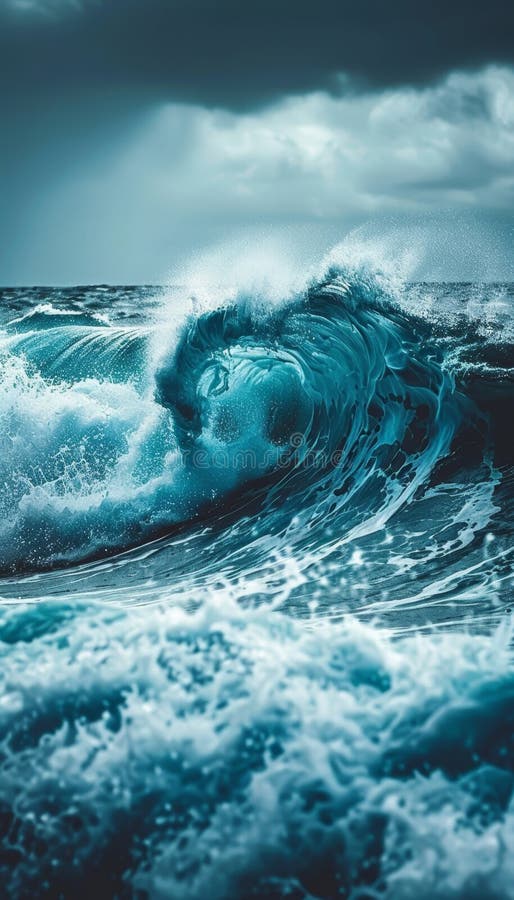 Captivating view of powerful ocean waves splashing vigorously for a mesmerizing oceanic scene vector illustration