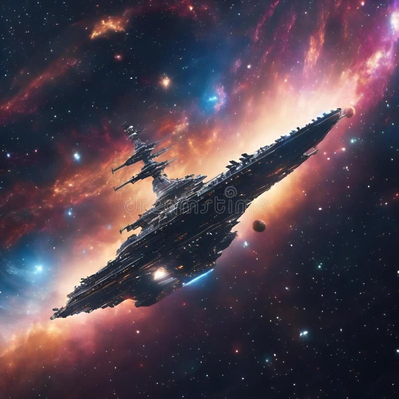 Captivating view of the Star Destroyer, a powerful space vessel royalty free illustration