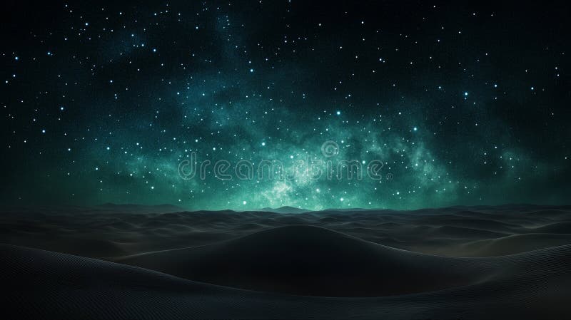 A captivating view of a starry night sky over vast, undulating sand dunes, evoking a sense of cosmic wonder and tranquility royalty free illustration