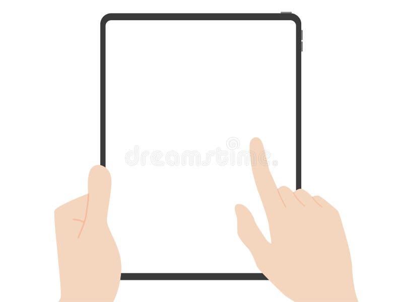 Captura de la mano y señalar a la nueva tecnología del avance del diseño de la nueva tableta potente
