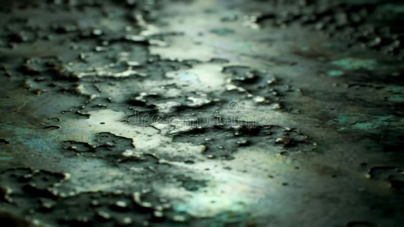 Captura macro detallada de una superficie metálica envejecida y corroída con una pátina verdosa que muestra texturas y reflejos ás ilustración del vector