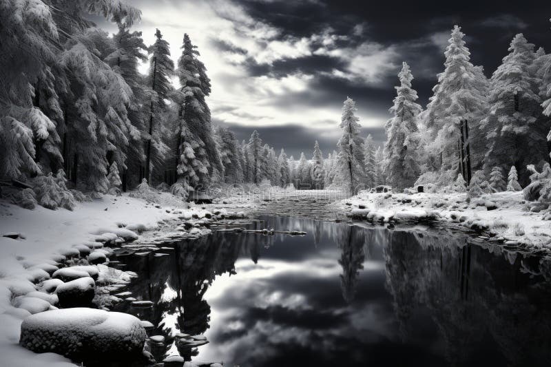 Captura etéreo magia de cómo el sol conjuntos, ocupación suave brillo sobre el bosques ella con estaba banando en pacífico belleza de nevado.