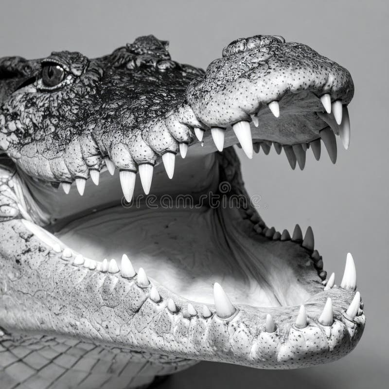 Crocodile Open Mouth Black White Stock Illustrations – 296