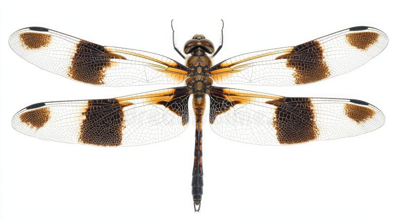 Capturing the beauty of nature, a dragonfly with transparent wings reveals its delicate patterns while resting against a stock photos