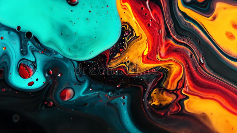 Capturing the fluid abstraction of liquid paint in dynamic motion, royalty free illustration.